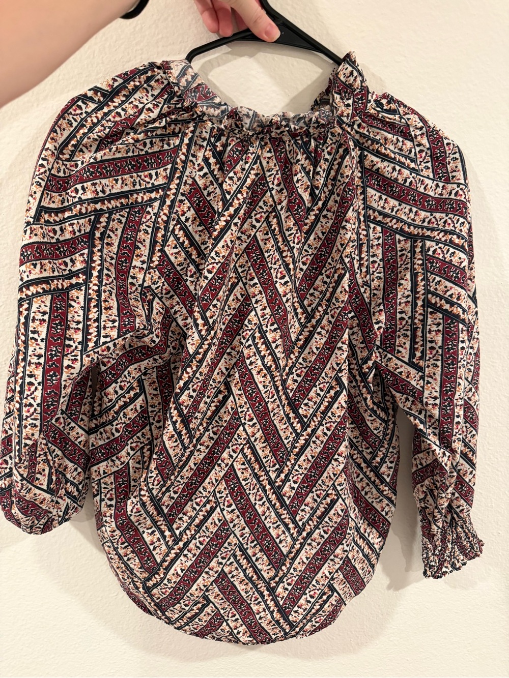 Veronica Beard Multicolor Printed Ruffled-Neck Blouse - Picture 6 of 6